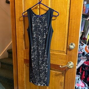 Ruby Rox Black and Cream Lace Midi Dress